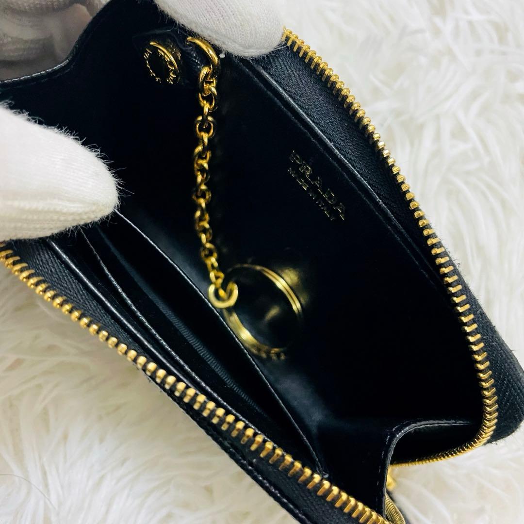 極美✨付属完備✨PRADA キーリング付 キーケース コインケース ブラック