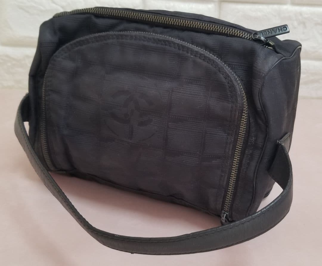 CHANEL ニュートラベルライン ハンドバッグ ポーチ ブラック ニュートラベルライン ハンドバッグ ミニボストンバッグ ナイロン