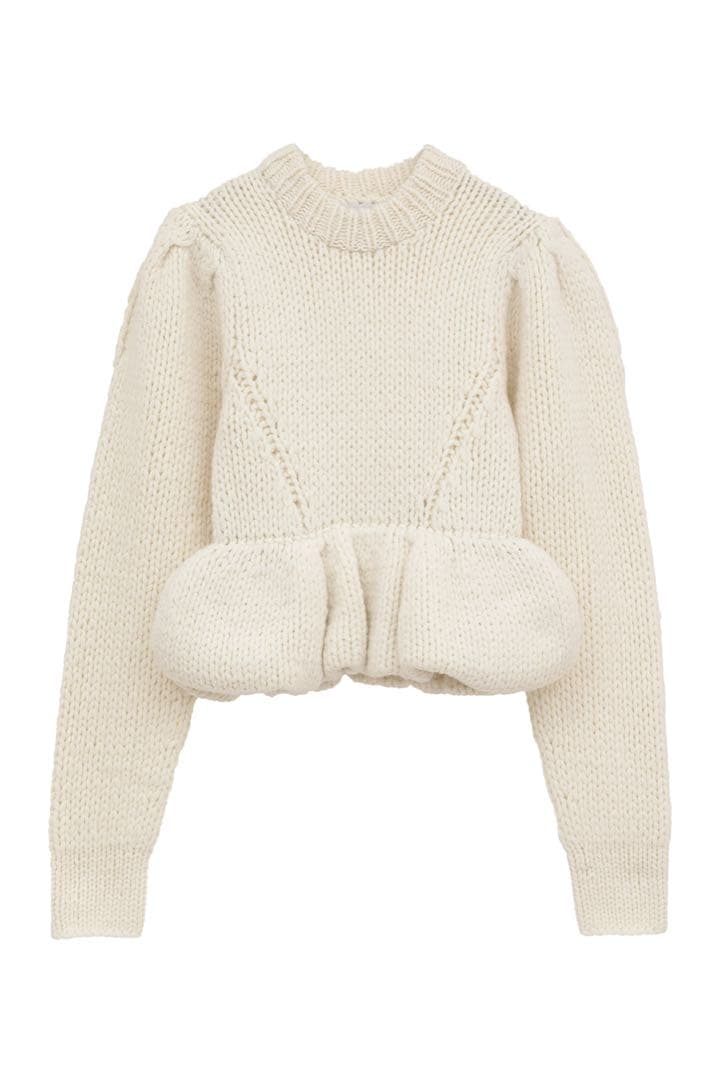 トップス CLANE PEPLUM HAND KNIT TOPS 1 クラネ CLANE PEPLUM HAND KNIT TOPS （GRAY） -ファッション通販