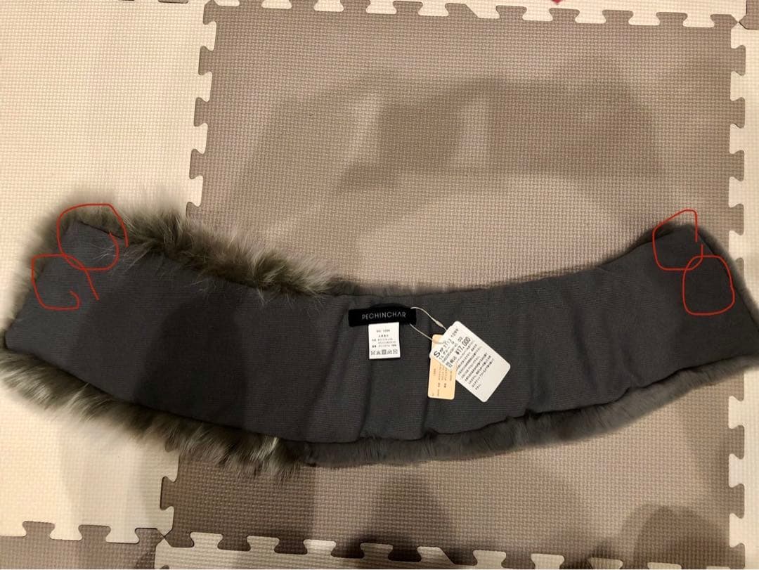 PECHINCHAR ラビットファー ホワイトフォックスファーグレー マフラー