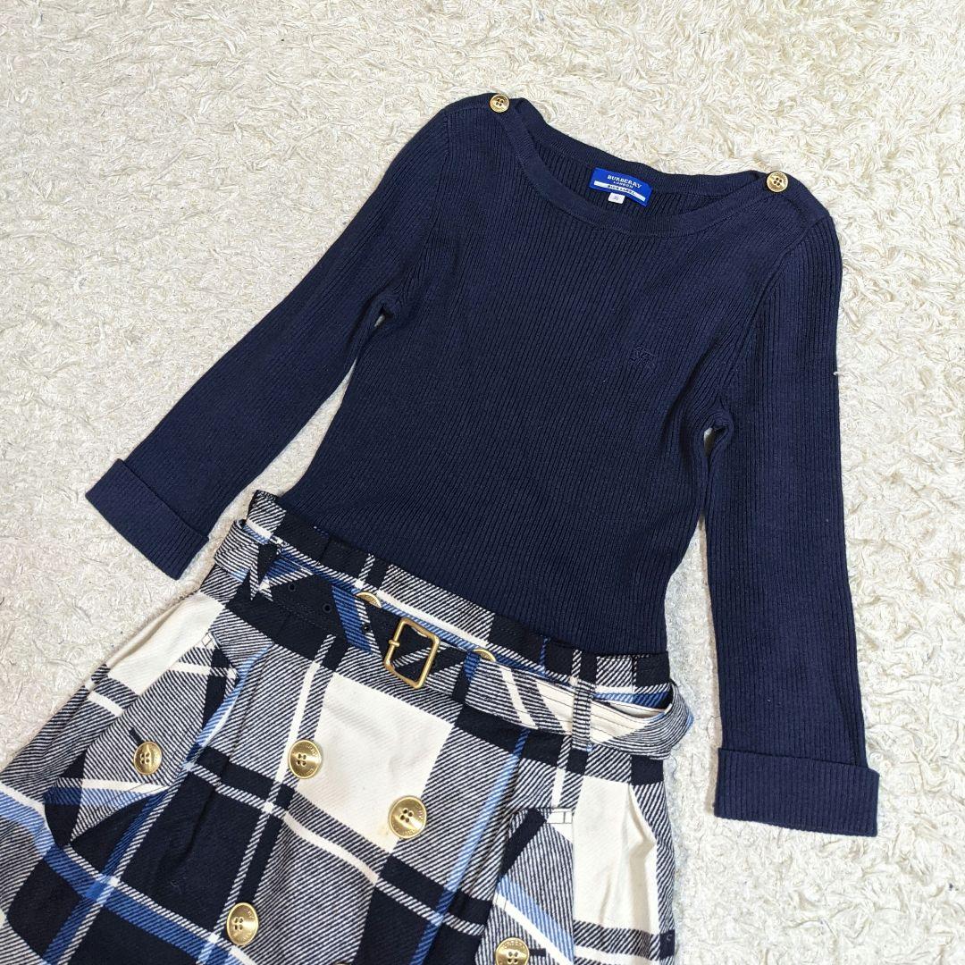 バーバリー ブルーレーベルレーベル ニット ワンピース チェック 金