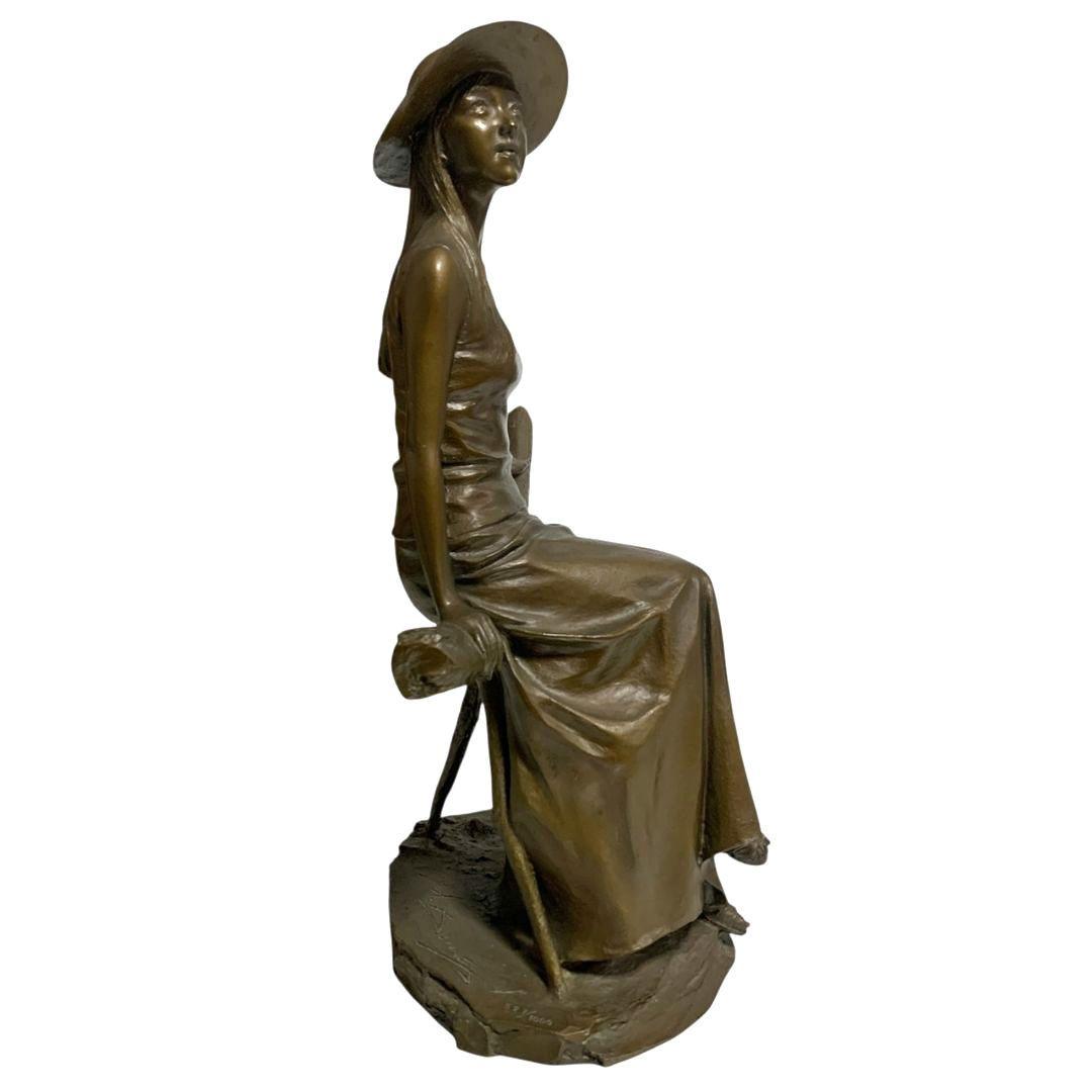 大道寺光弘 木もれ陽の中で ブロンズ像 女性像 美人像 置物