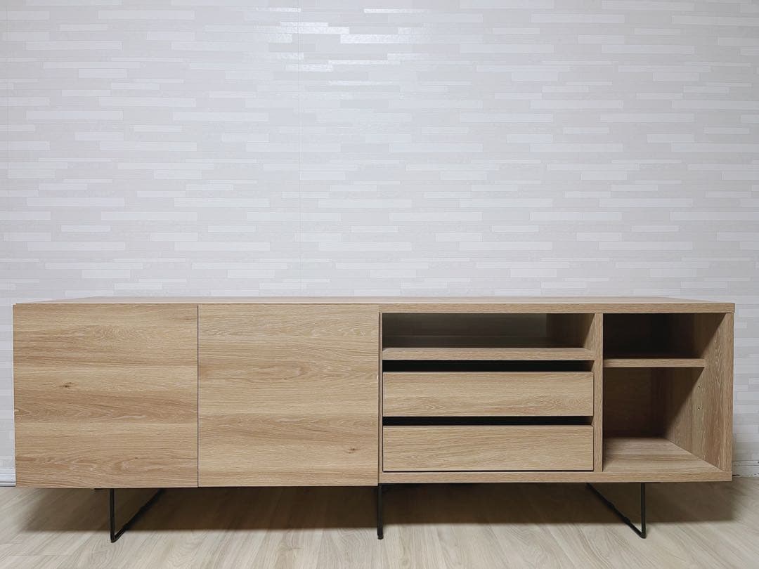 LOWYA[幅180] 日本製 ハイテレビ台 半完成品 木目調 日本製テレビ台(幅180cm) 半完成品 収納付ローボード 木目調