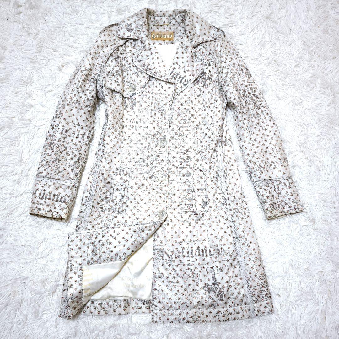 美品】 ガリアーノ galliano 総柄 中綿 ロングコート 38 M
