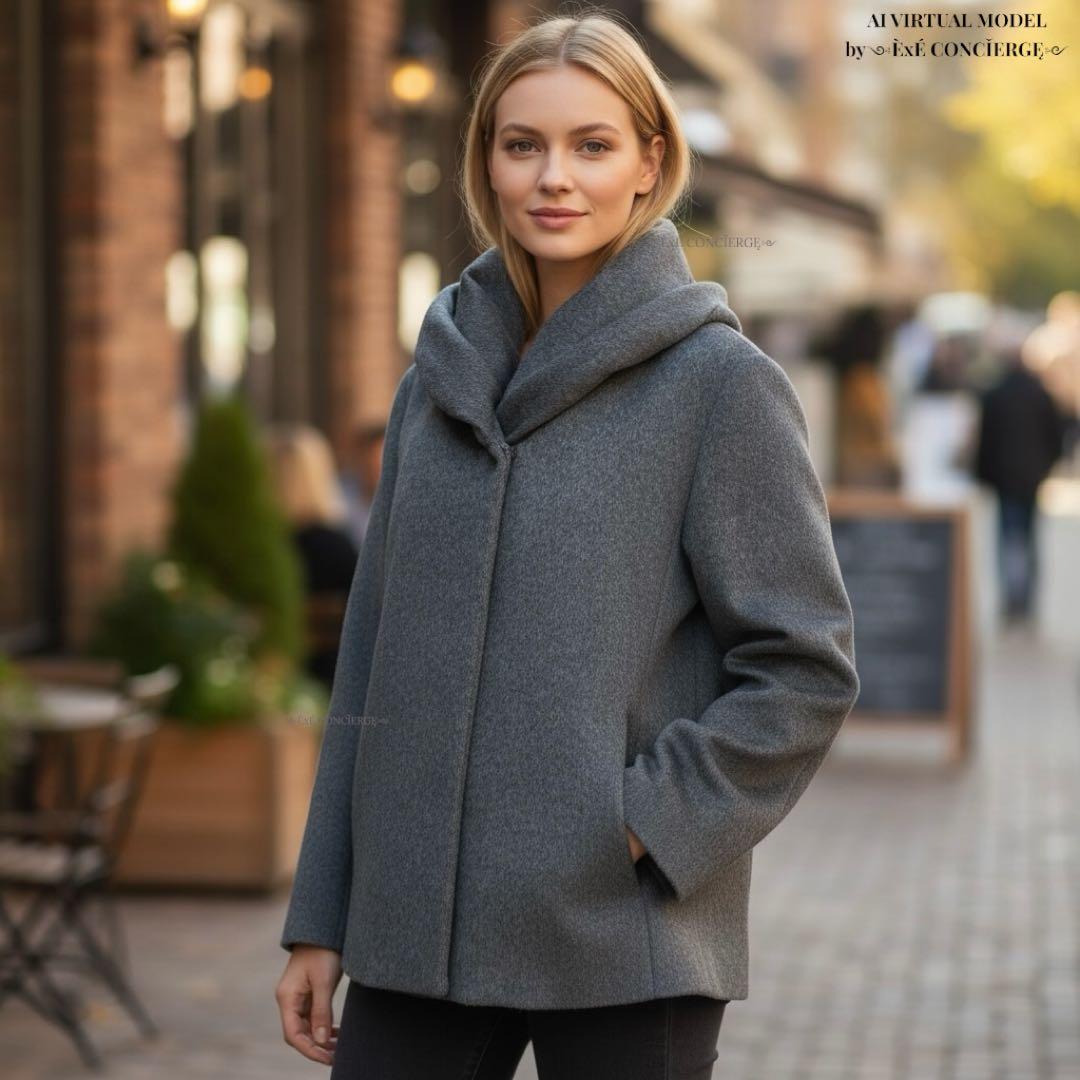 値下げ依頼品 インディヴィ カシミヤタッチ ラージショールカラー