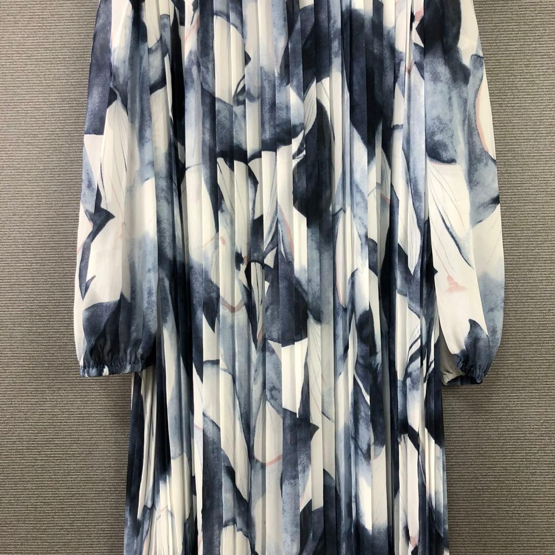 美品】スペッチオ プリーツ シフォン ワンピース 長袖 ロング