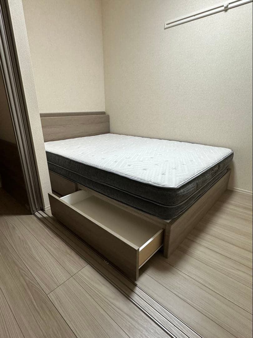 【ぱーち】 ダブル引き出し付きフレーム マットレス(Nスリープ)セミダブル 電動セミダブルベッドフレーム + マットレスセット(メリッサ3 ST 2M