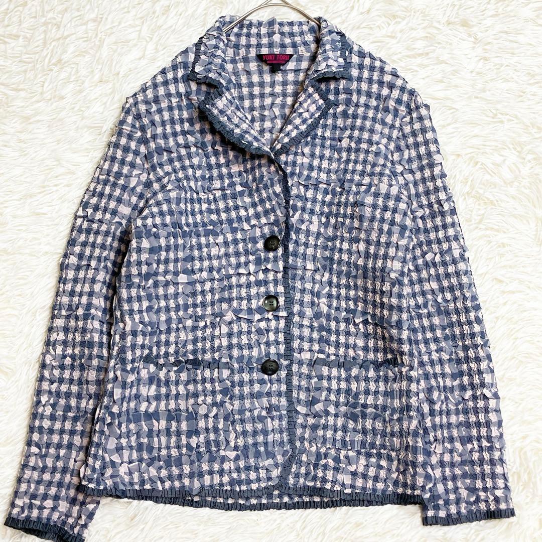 ✨極美品✨ユキトリイ　インターナショナル　Gプリーツ　テーラードジャケット　L ✨極美品✨ユキトリイ インターナショナル Gプリーツ テーラード