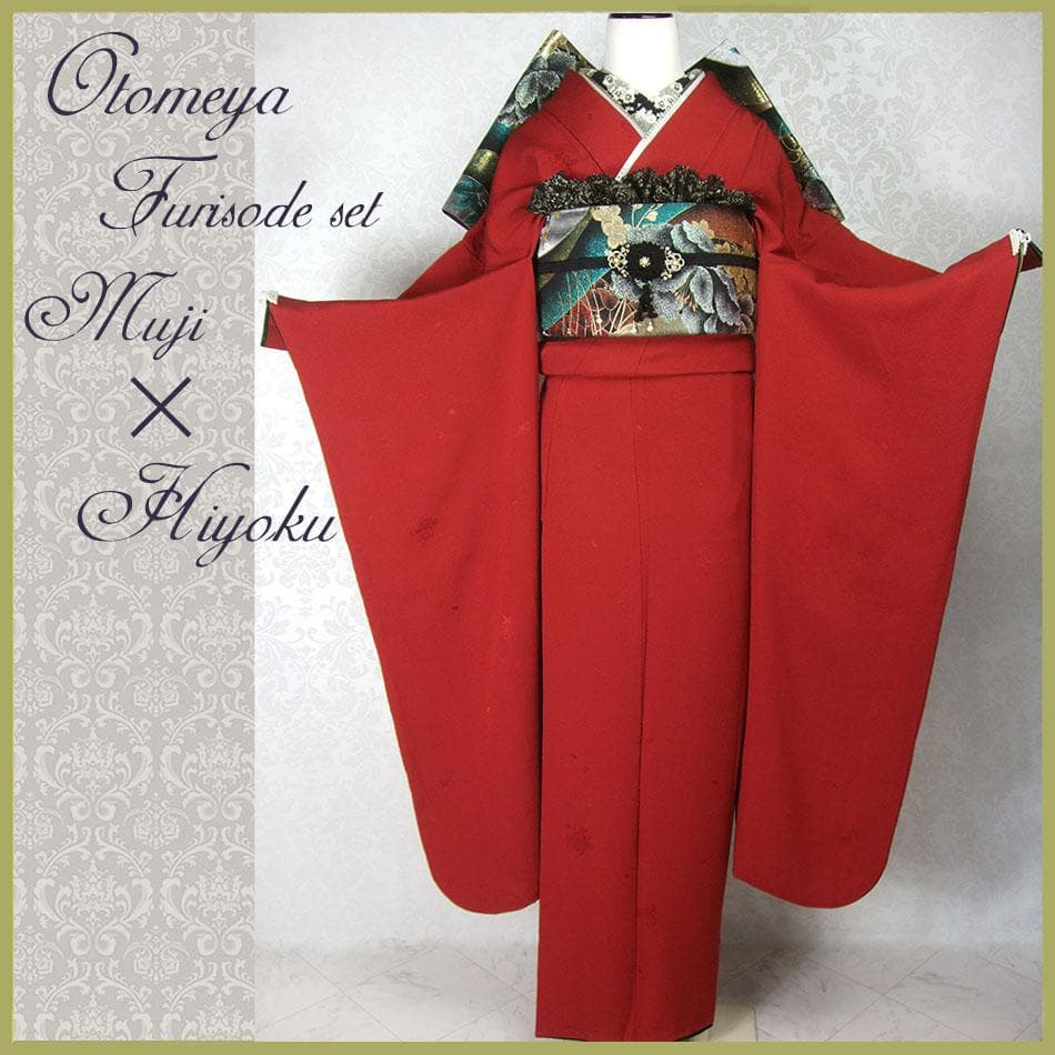 山本寛斎/赤無地桜地紋/比翼仕立て 振袖フルセット m55 成人式 - メルカリ