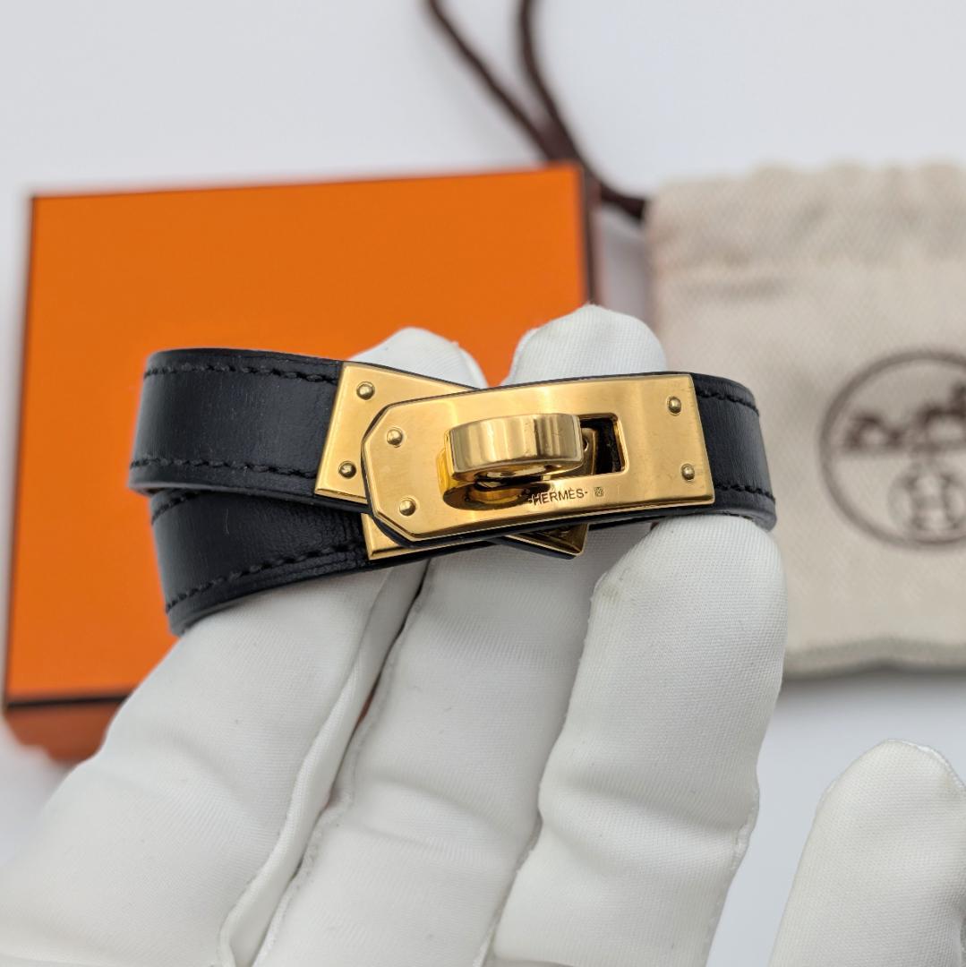 エルメス ケリー ドゥブルトゥール ブレスレット ブラック ゴールド S