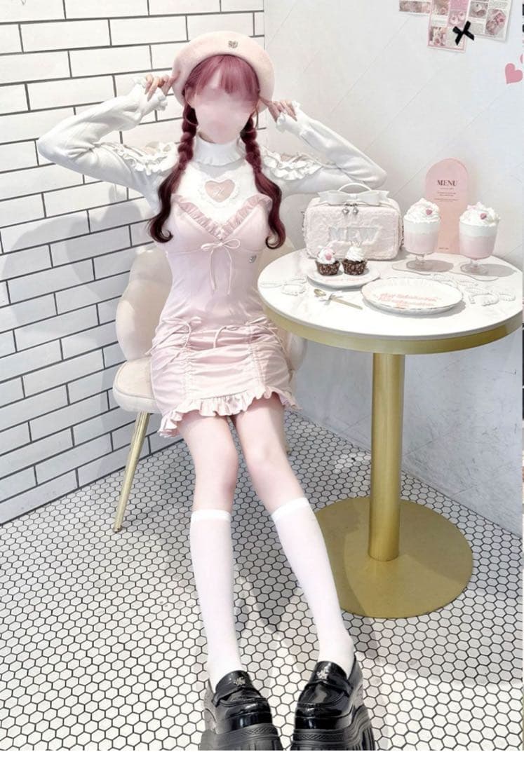 ハニーミュウ honeymew フリルギャザーレザー風キャミワンピ HONEY MEW はにーみゅう フリルギャザーレザー風キャミワンピ フリル