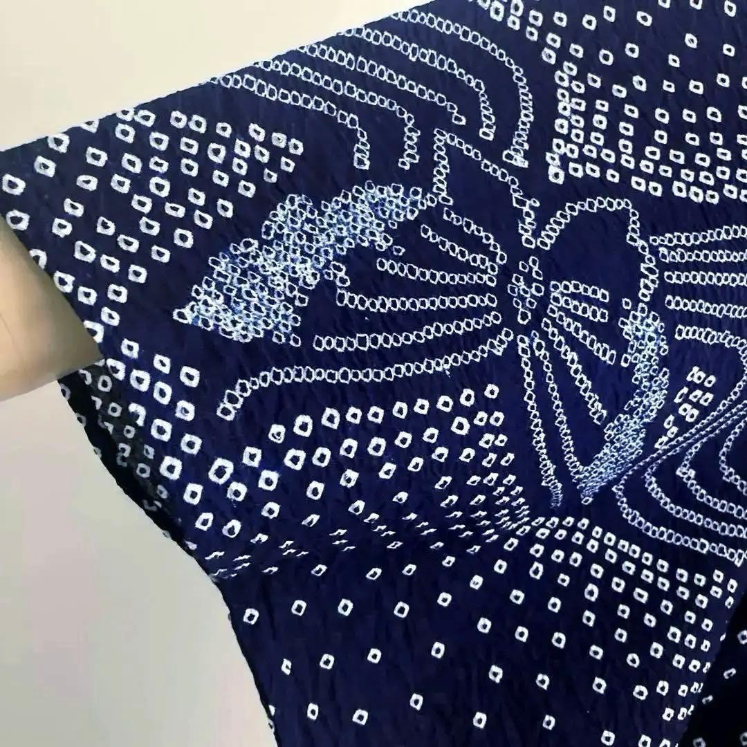 有松鳴海絞り　有松絞り　手縫い浴衣　上質　蝶々　濃紺　絞り浴衣　No.2-90