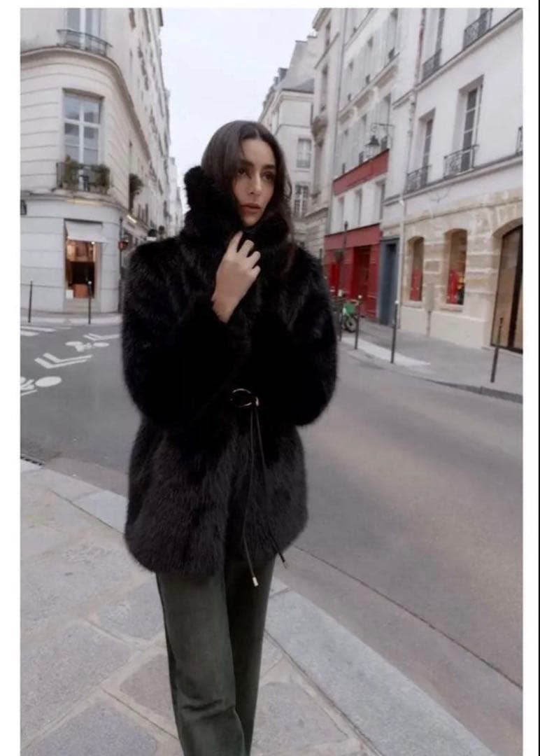 ZARA フェイクファーベルトコート M - メルカリ