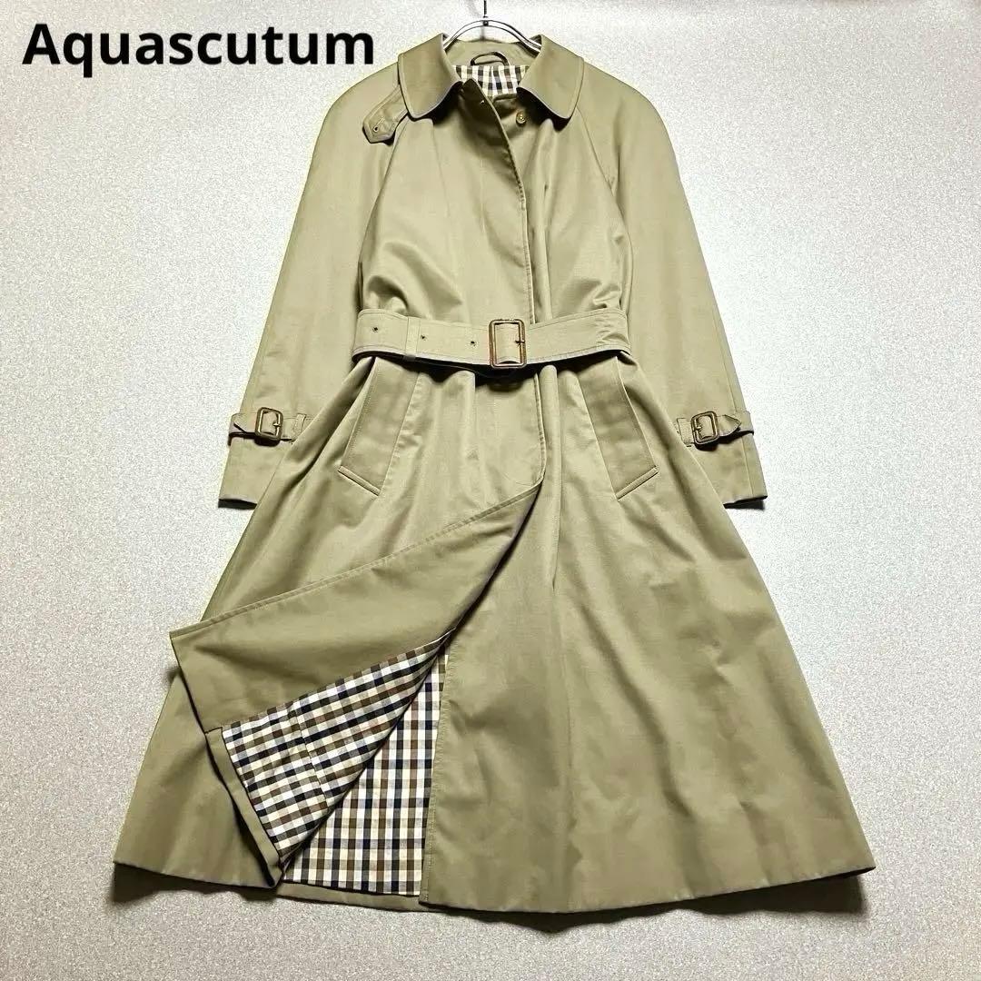 アクアスキュータム トレンチコート イギリス製 ギンガムチェック ヴィンテージ 美品✨アクアスキュータム トレンチコート イギリス製 ギンガム