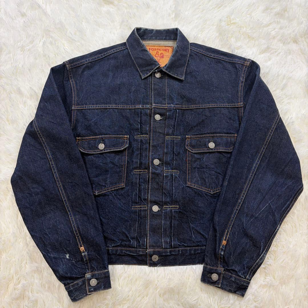 希少XL FOBファクトリー デニムジャケット 2ndタイプ 赤耳 濃紺 動画あり】FOB FACTORY（FOBファクトリー） F2378 G3 セルヴィッチ