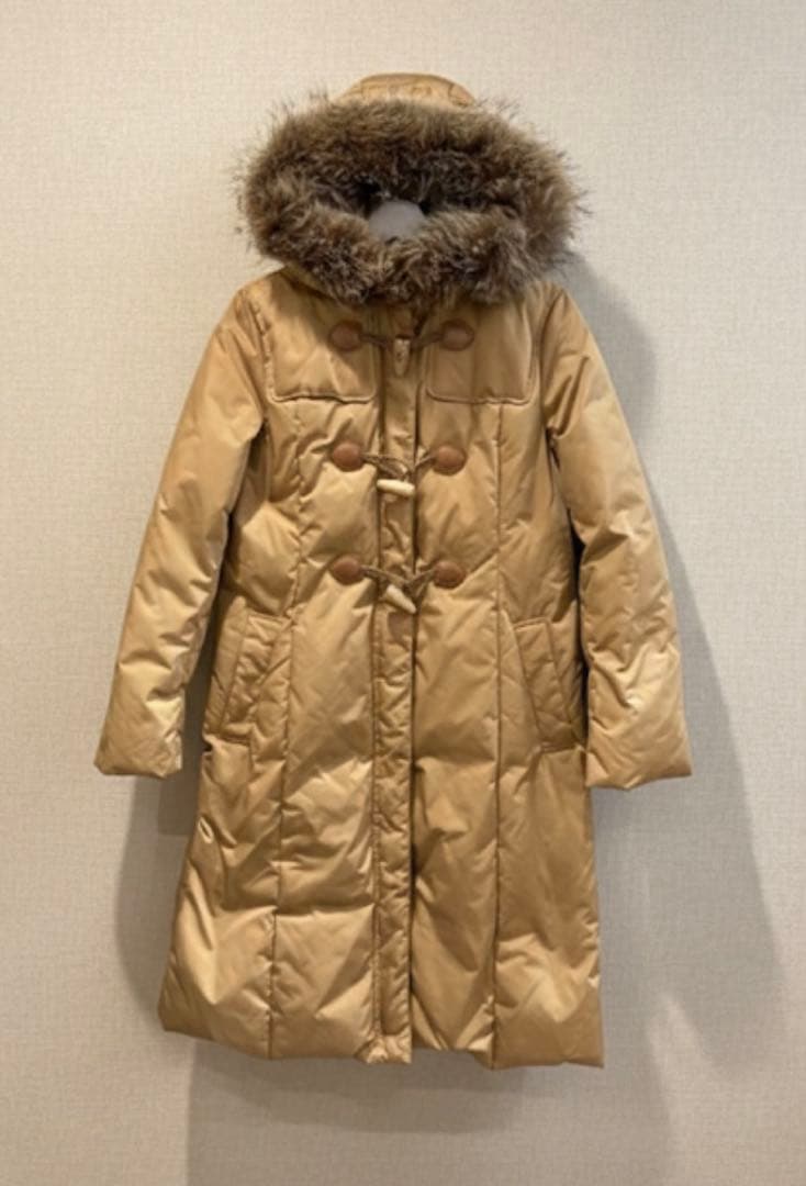 ファー付きフード ベージュダウンコート LOWO ダウンコート ダウンジャケット ロングダウンコート ファー