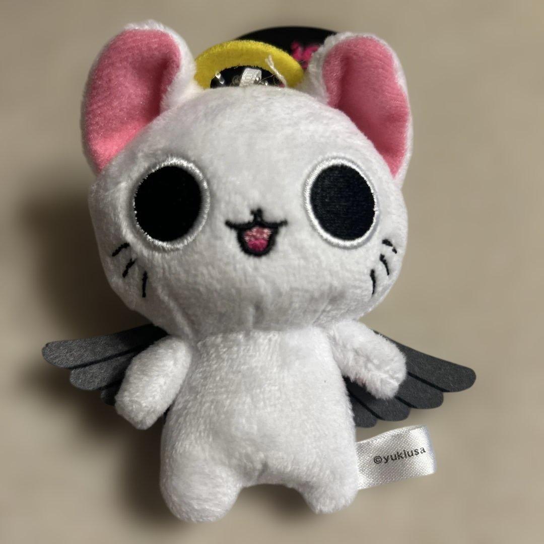 にゃんぱいあマスコットぬいぐるみ 白、黒 ストラップ 2点セット