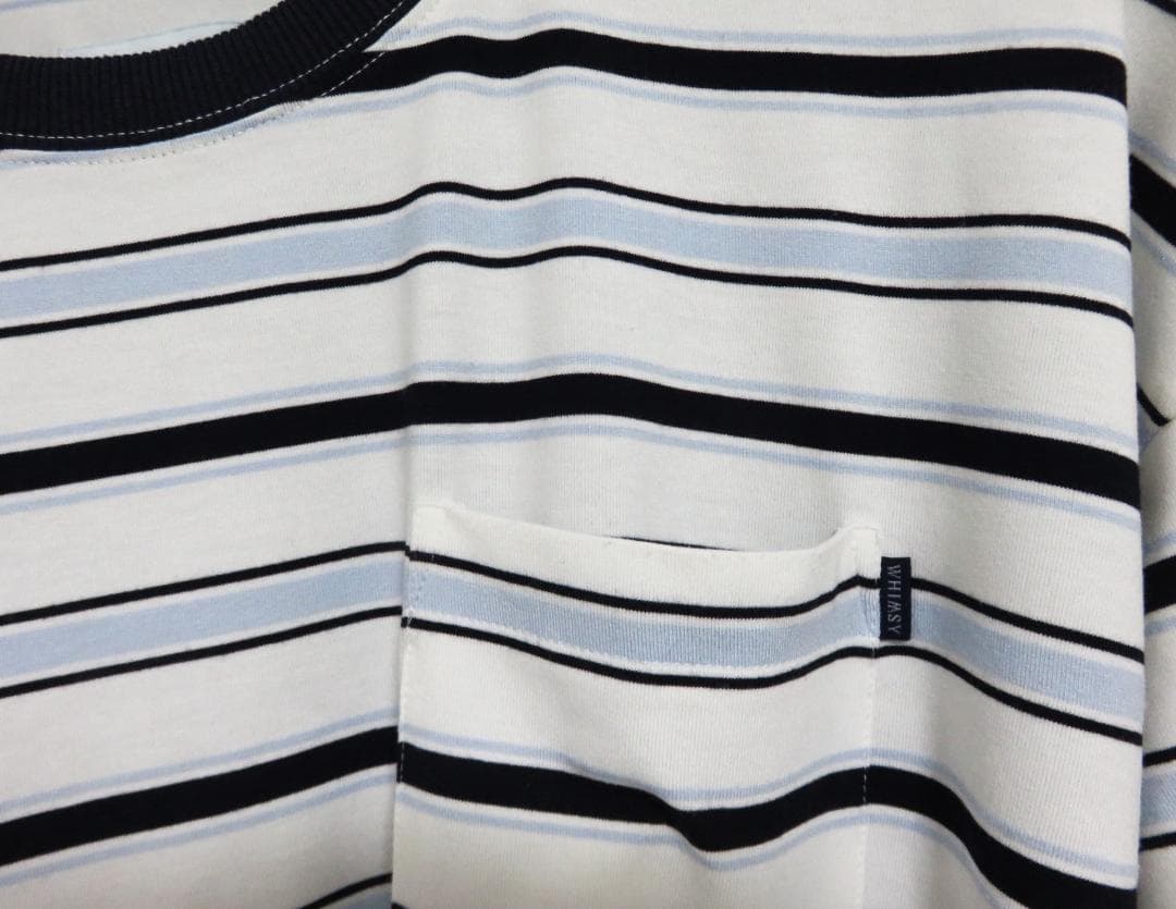 新品 Whimsy SNAP SLEEVE BORDER TOP L ウィムジー