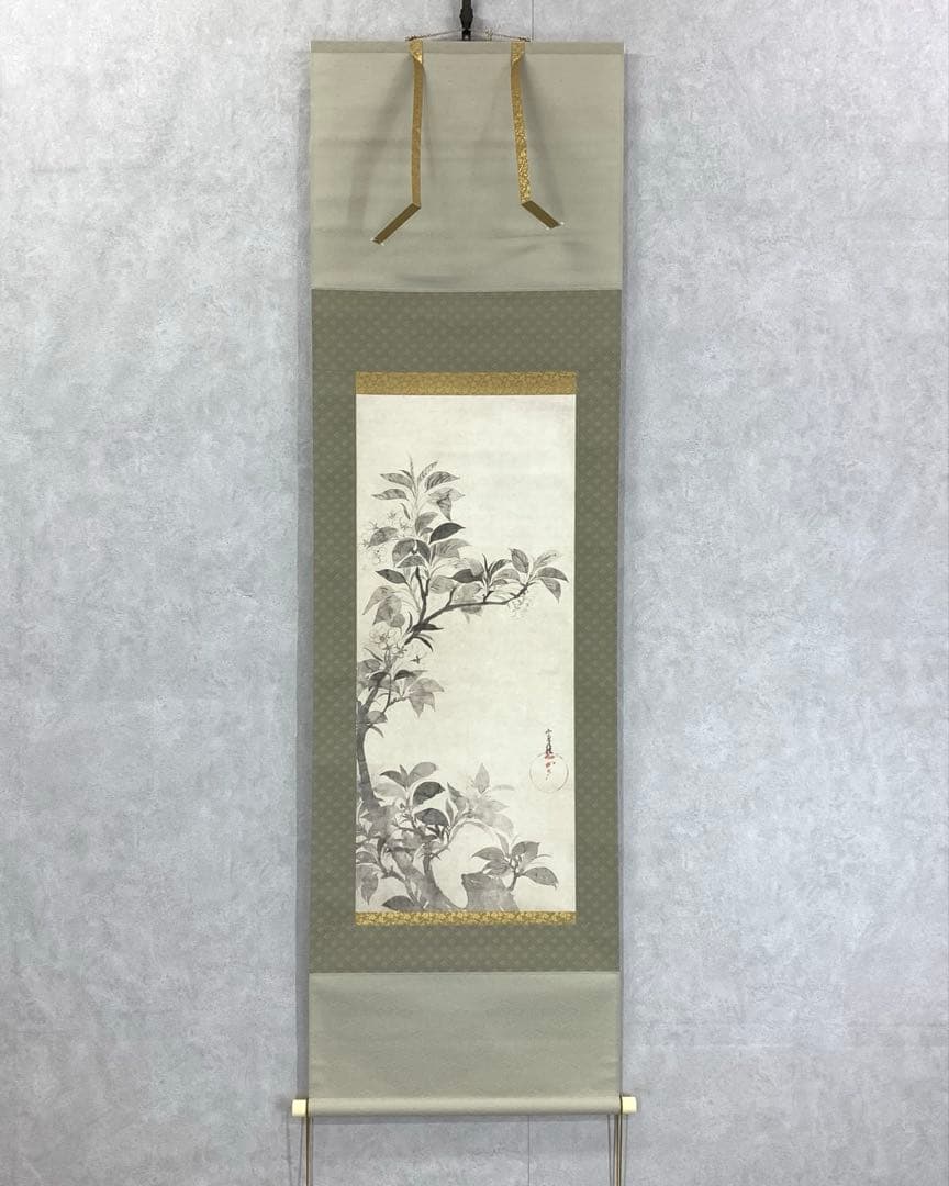 掛軸 俵屋宗達 桜図 木箱 複製画 工芸 水墨画 花 春 5-29 楽天市場】漆絵 長谷川久蔵の名作「桜図」全図（左隻＋右隻） NH81