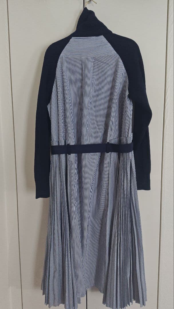 美品 sacai SCW-044 ネイビー ドッキング ワンピース サイズ 2 - メルカリ