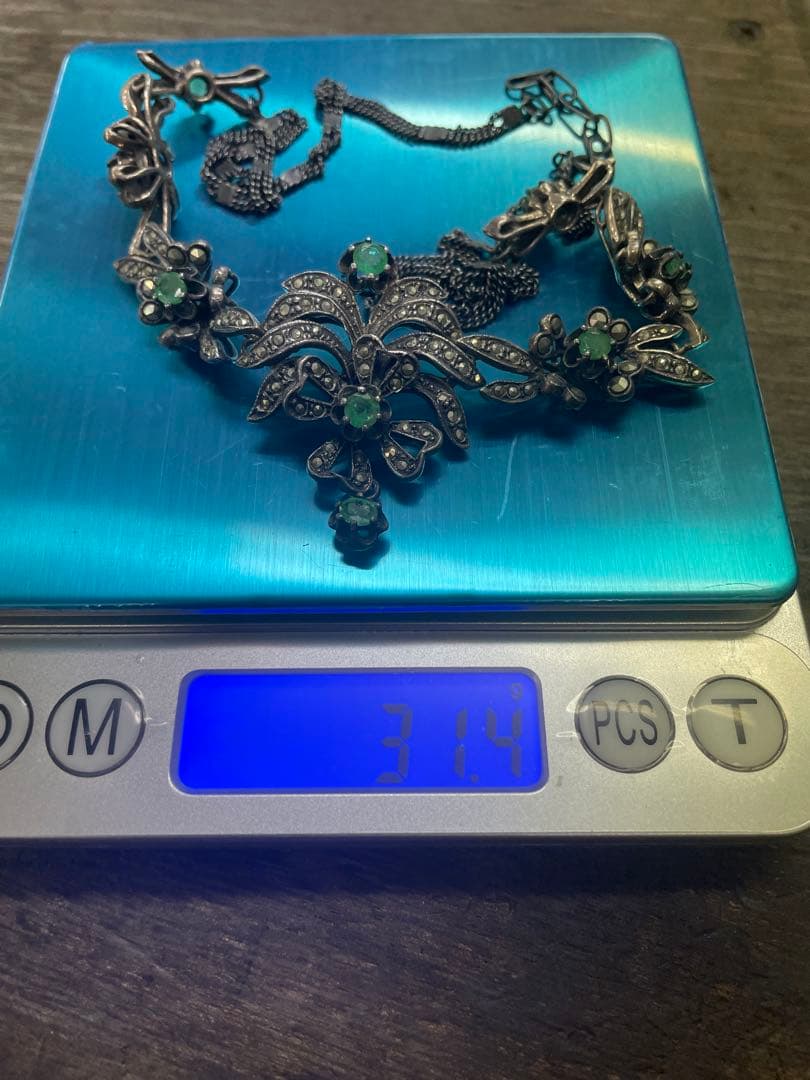 ヴィンテージ　sv925 色石ネックレス　31.4g