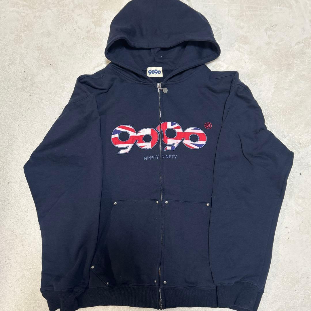 9090ネイビー ダブルジップアップパーカー - メルカリ