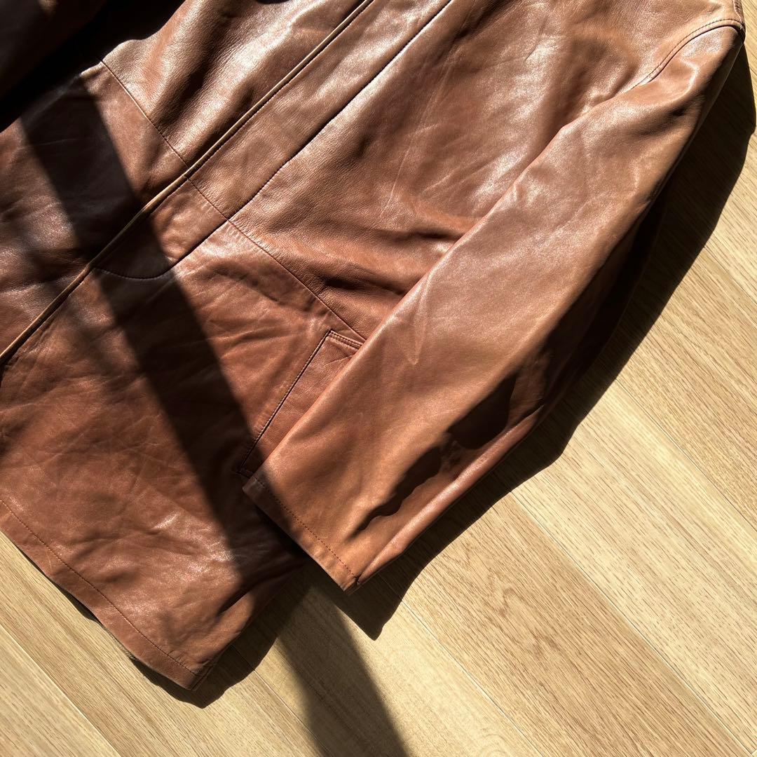 イタリア製 ヴィンテージ リバーシブル レザーコート キャメル