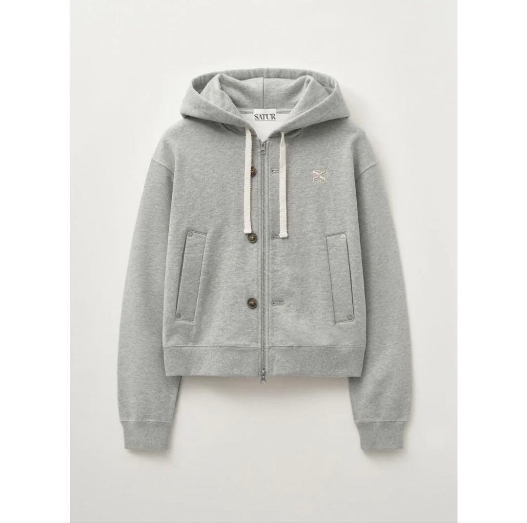 SATUR グレー フード付きカーディガン - メルカリ