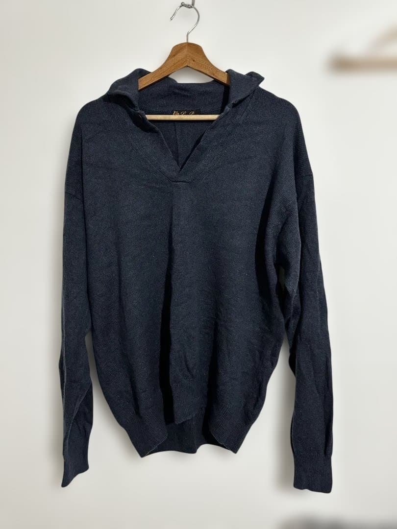 ロロピアーナ LoroPiana カシミヤニット 襟付き ネイビー サイズ52