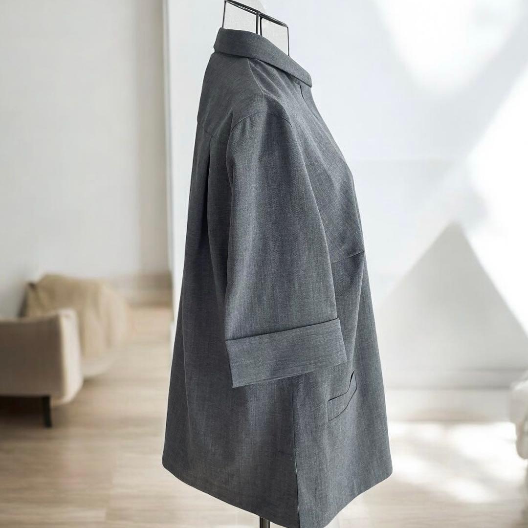 美品✨AKRIS アクリス 高級ウール　チュニック シャツ　グレー　xl