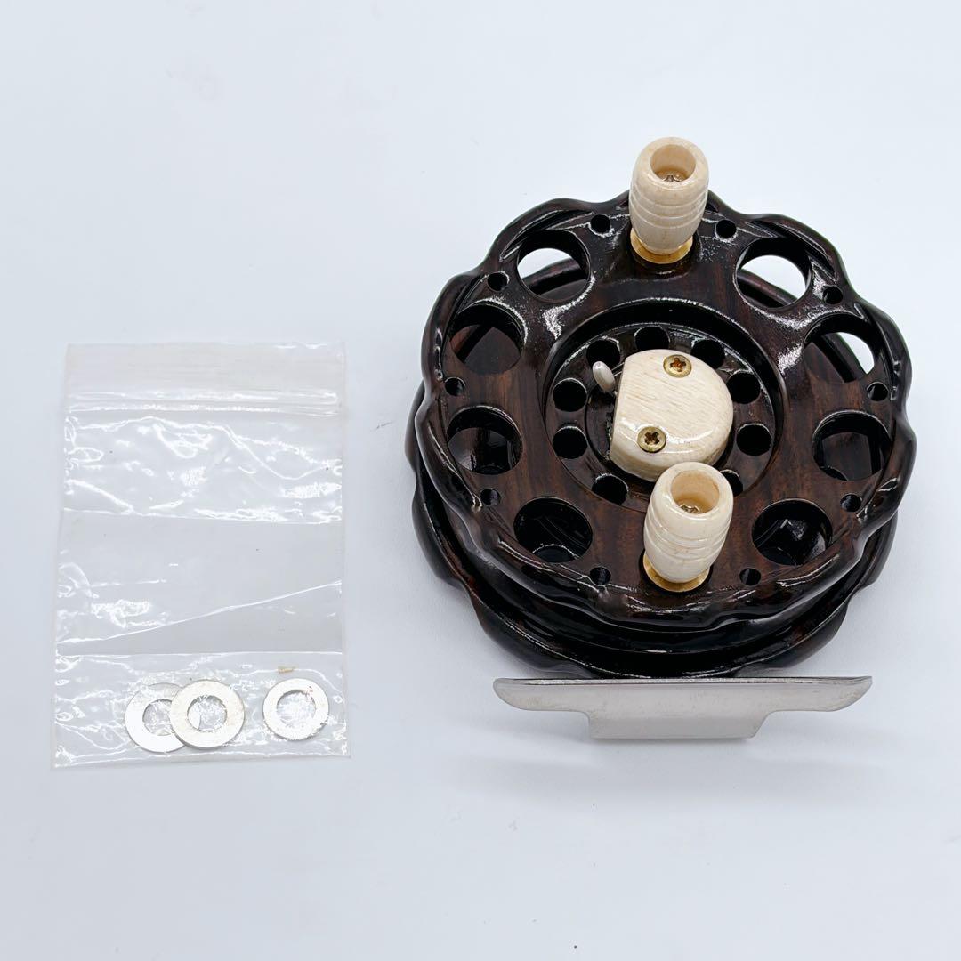 希少 重利作 タイコリール ヘチリール 木製 クラシック レトロ ダーク