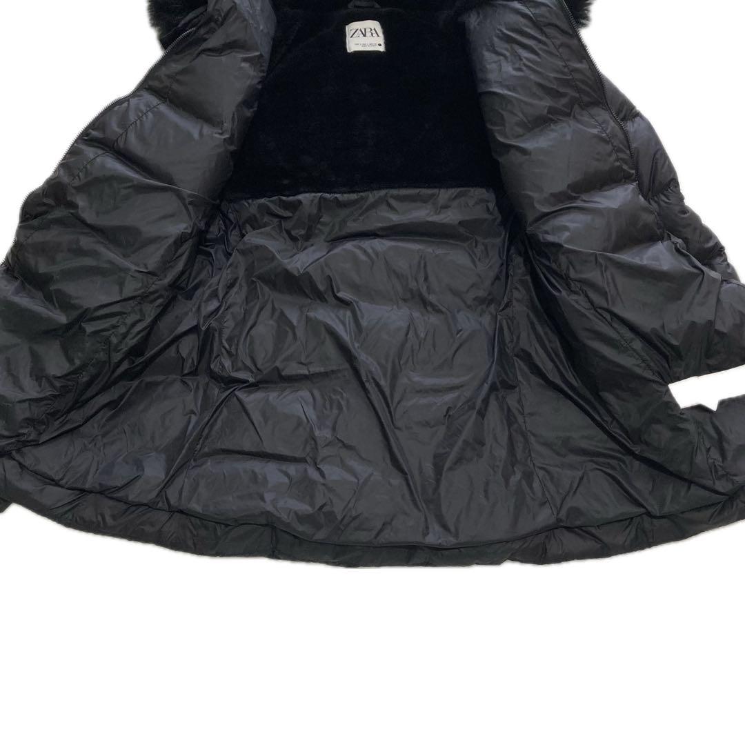 a*n様 ZARA フェイクファー フード付きダウンパフジャケット L ベルト