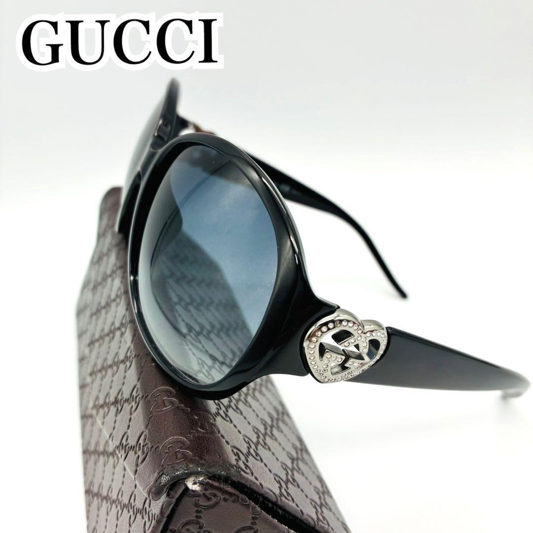 GUCCI グッチ サングラス GG ラインストーン ハート ブラック ケース付
