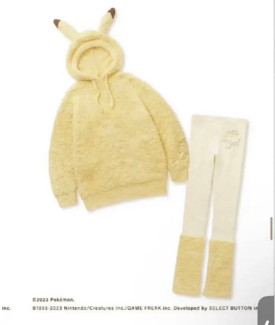 ジェラートピケ ピカチュウフーディ＆レッグウォーマーレギンスセット