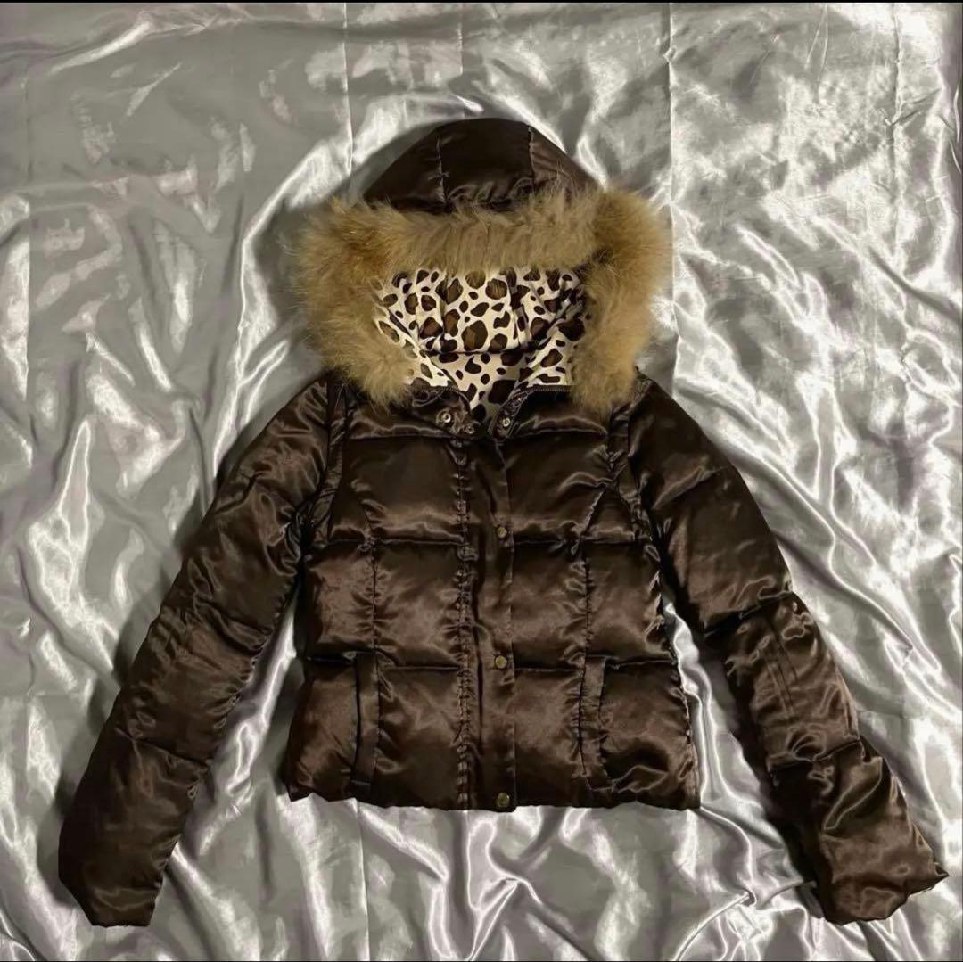 y2k 平成ギャル ヒョウ柄 ダウンジャケット ファーダウン 00s - メルカリ