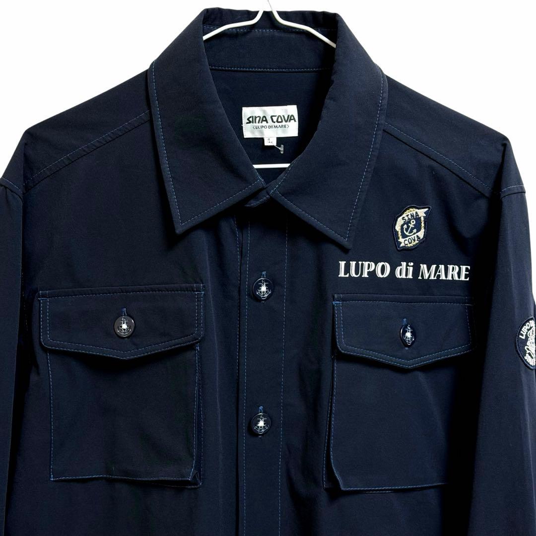 新品シナコバ シャツブルゾン Lサイズ ダークネイビー ワッペン