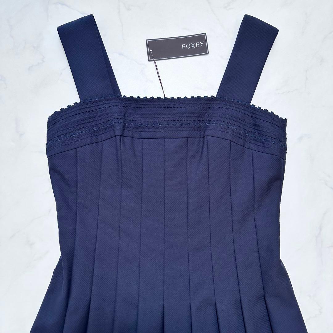 タグ付き✨フォクシー 39951 Dress コットンドレスワンピース 紺 40
