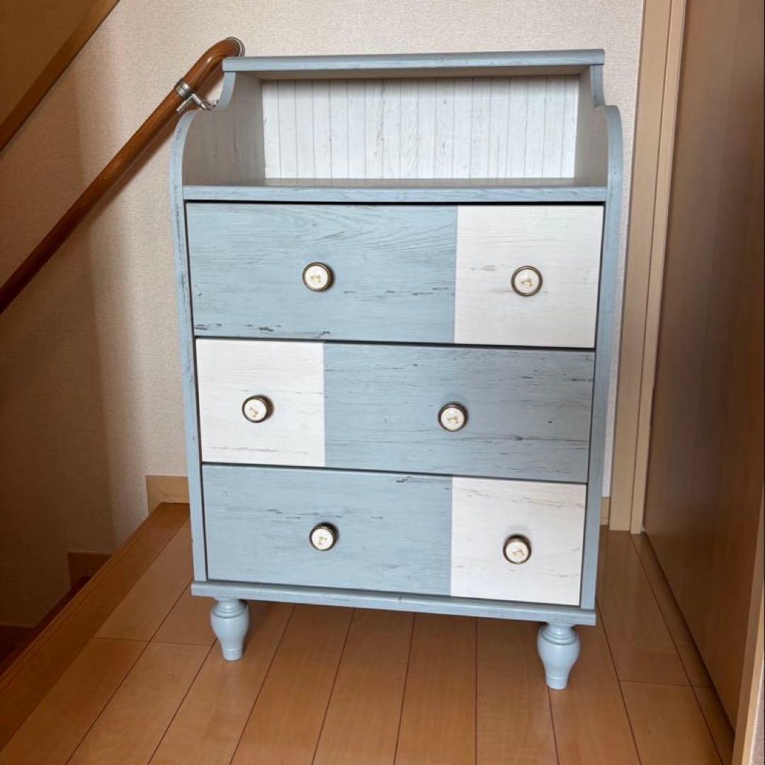 白井産業 フレンチシャビー チェスト フレンチカントリー ペールブルー