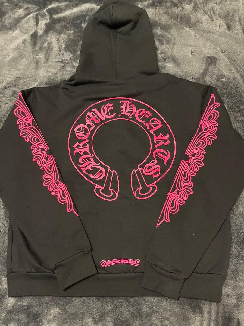 クロムハーツ ジップアップ パーカー ピンク フローラルクロス ホース