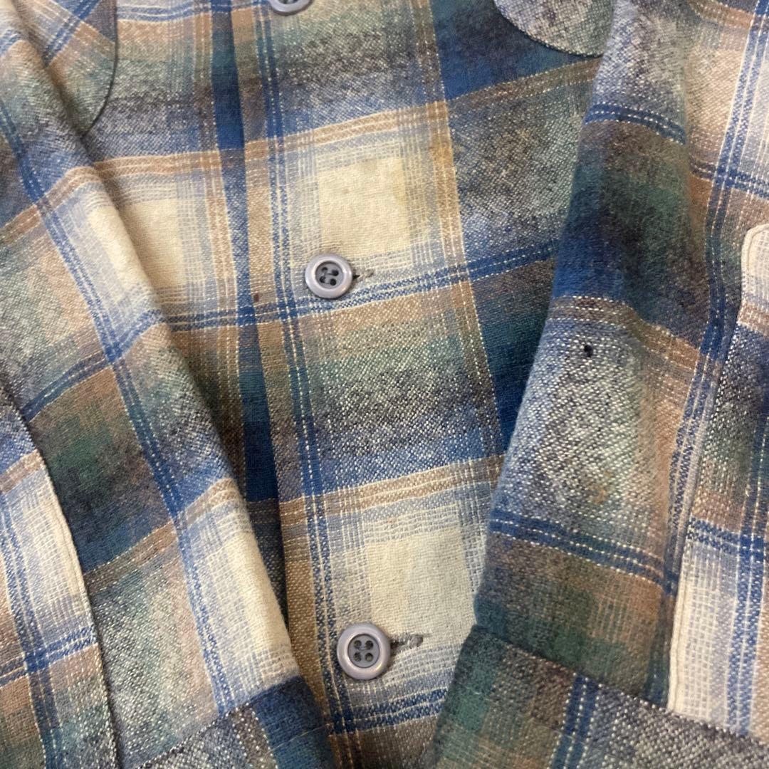 s*a様 青 ベージュ pendleton ウール ボードシャツ USA製 ビン