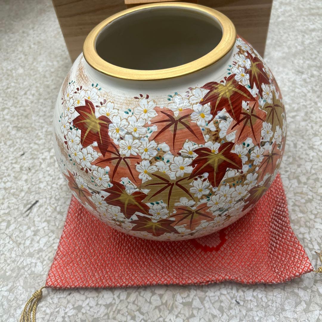 京都製 陶器 花瓶 桜と紅葉　清水焼　伝統工芸士 斎藤雲楽作 齊藤 雲楽 作 『京清水焼 花瓶』 ｜骨董品買取 緑和堂