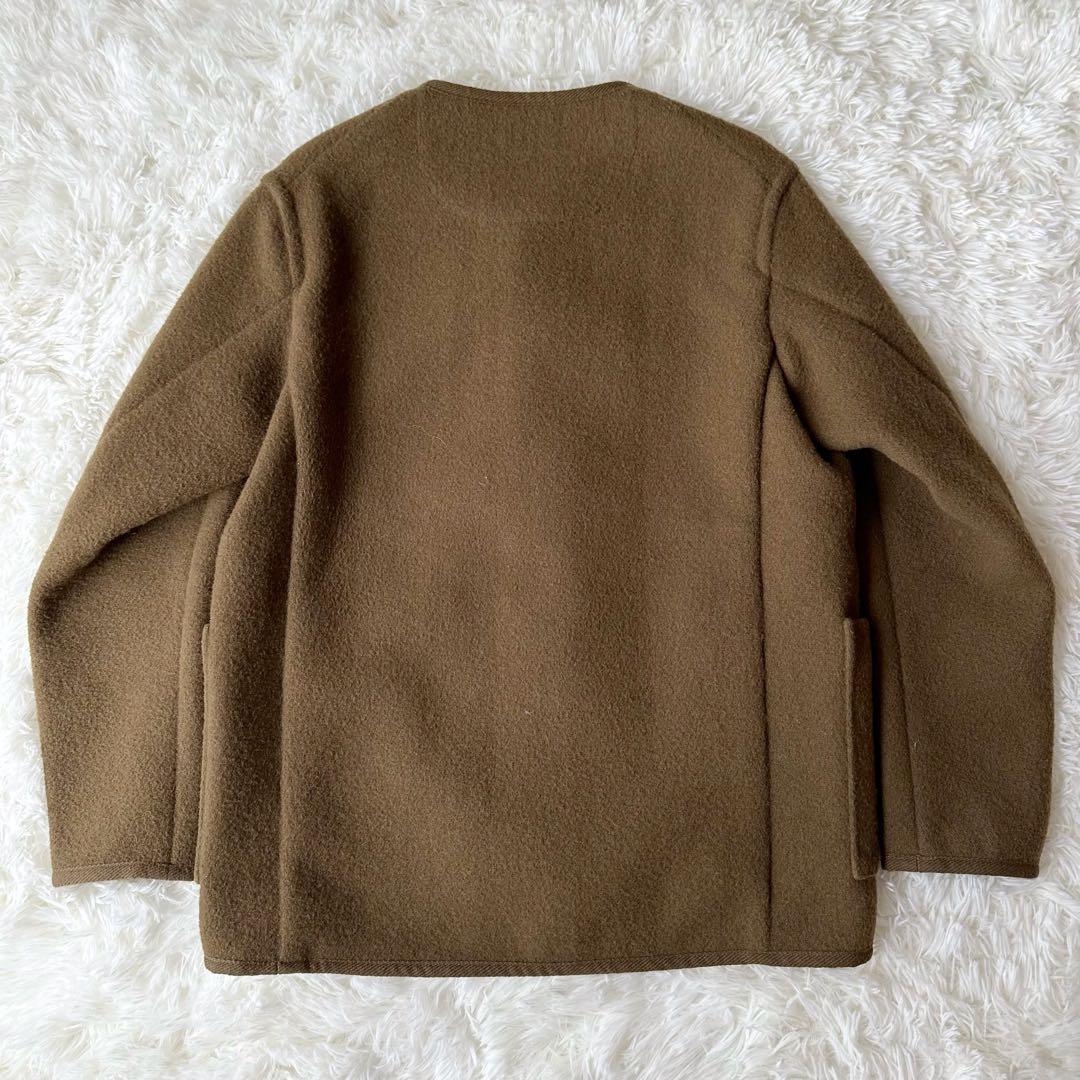 DANTON ダントン ウールモッサ ノーカラージャケット ブラウン - メルカリ