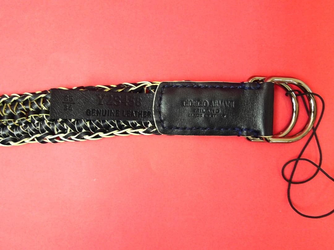未使用】ジョルジオアルマーニ リングベルト レザー メッシュ 85