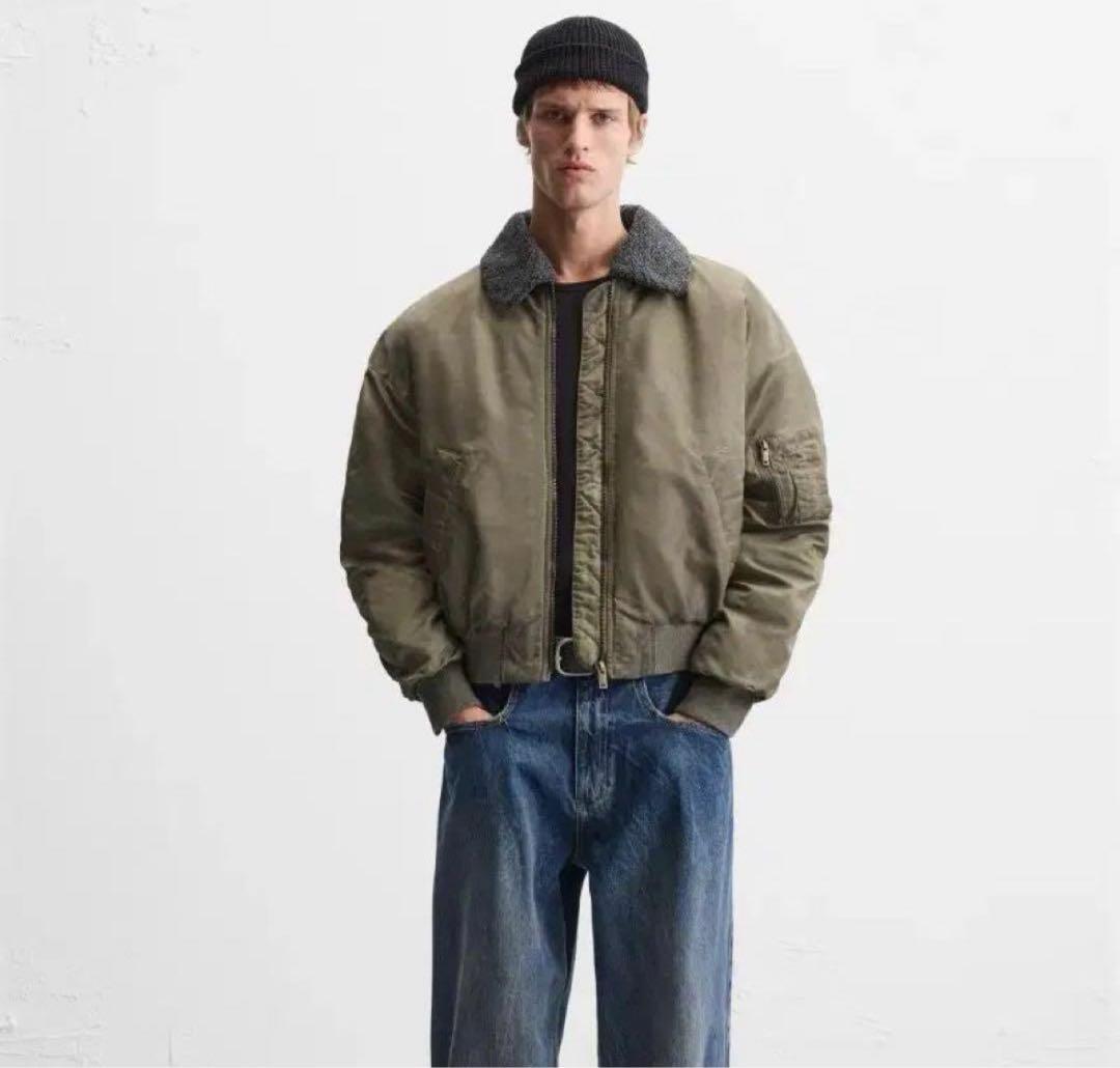 ZARAコントラストカラーボンバージャケット 短丈 MA-1ブルゾン