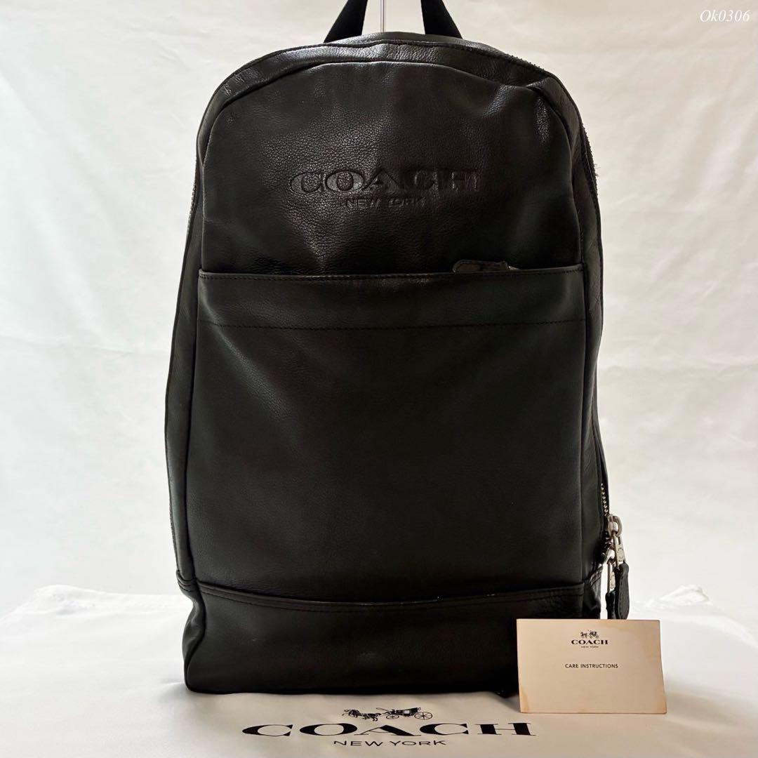 美品/カード付】コーチ F54135 チャールズ リュックサック A4可 黒