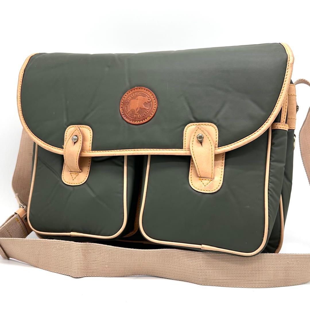 レアタイプ ハンティングワールド メッセンジャーバッグ バチュー レザー カーキ レアタイプ ハンティングワールド メッセンジャーバッグ バチュー