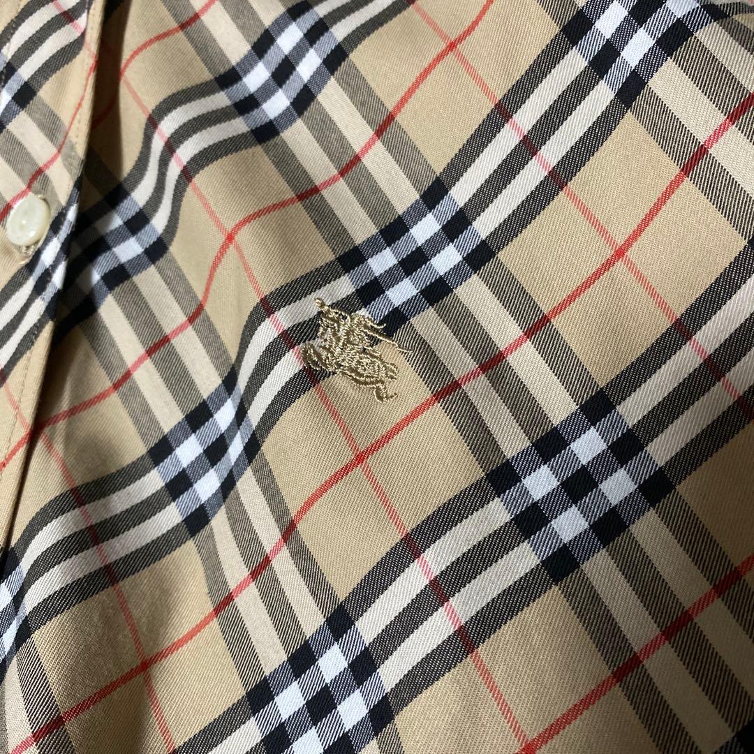 美品 Burberry London バーバリー ノバチェックシャツ ホース刺繍