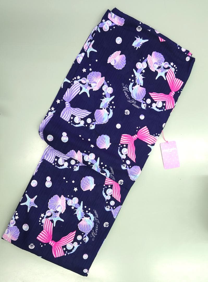 メゾピアノ　ジュニア　浴衣　ネイビー　１６０ｃｍ　Lサイズ　新品　未使用　巾着付 mezzo piano Junior（メゾピアノ ジュニア） メゾピアノジュニア(mezzo