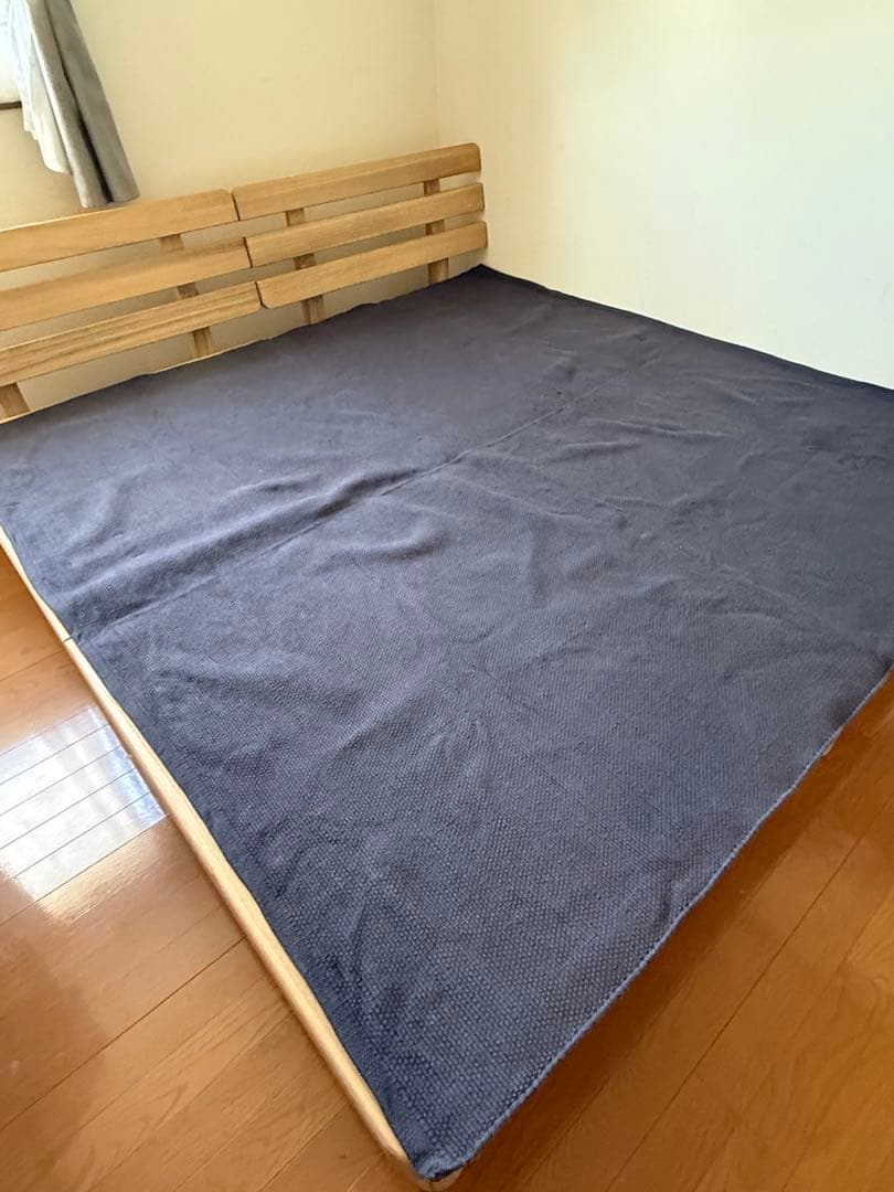 無印良品 インド綿 手織りラグ ネイビー色 200×200cm - メルカリ