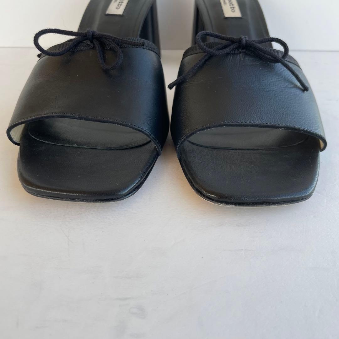 超美品☆Repetto サンダル 本革 リボン 黒　1227T 24.5cm